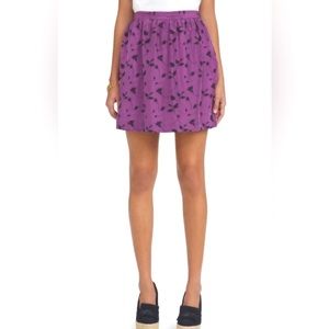 Brooks Brothers Plum & Black Flor Silk Mini Skirt